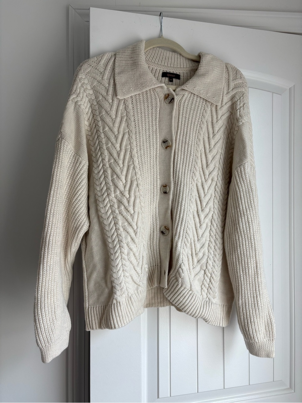Quince Australian Merino Wool Collared Cable Cardigan